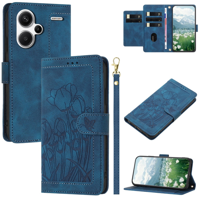 Funda para teléfono de piel con estampado de tulipanes y cordón, For Redmi 15a 5G, For Redmi Note 15 Pro+ 5G Global 163.3mm, For Redmi Note 15 5G / 4G Global 164mm, For Redmi Note 15 Pro 5G Global 163.6mm, For Redmi Note 14 4G 164.84mm                 ...