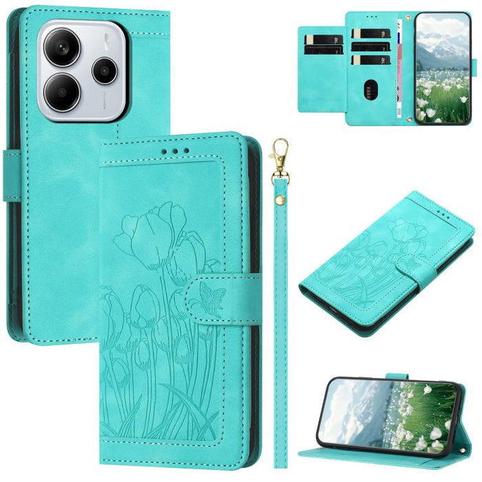 Funda para teléfono de piel con estampado de tulipanes y cordón, For Redmi 15a 5G, For Redmi Note 15 Pro+ 5G Global 163.3mm, For Redmi Note 15 5G / 4G Global 164mm, For Redmi Note 15 Pro 5G Global 163.6mm, For Redmi Note 14 4G 164.84mm                 ...