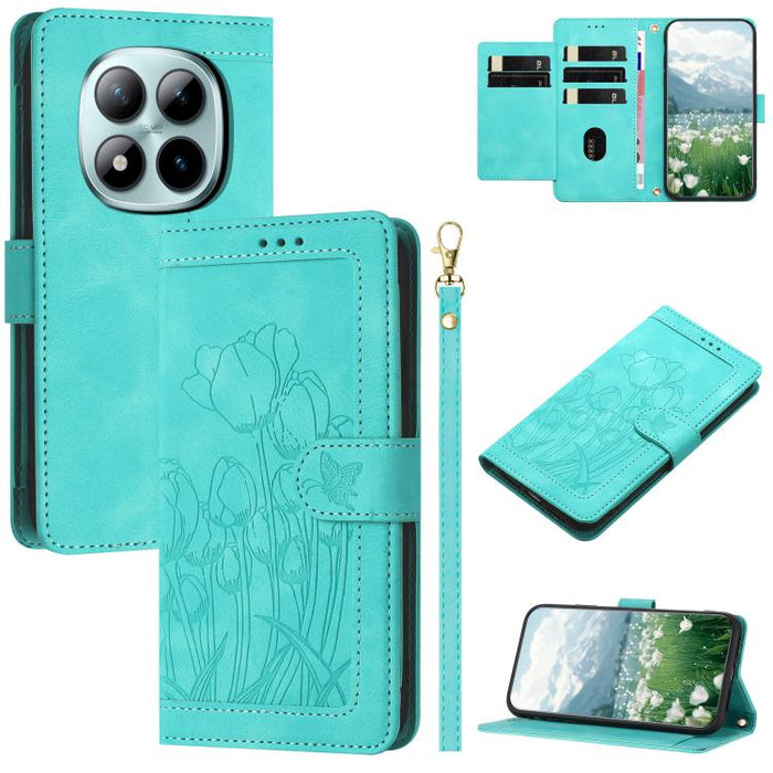 Funda para teléfono de piel con estampado de tulipanes y cordón, For Redmi 15a 5G, For Redmi Note 15 Pro+ 5G Global 163.3mm, For Redmi Note 15 5G / 4G Global 164mm, For Redmi Note 15 Pro 5G Global 163.6mm, For Redmi Note 14 4G 164.84mm                 ...