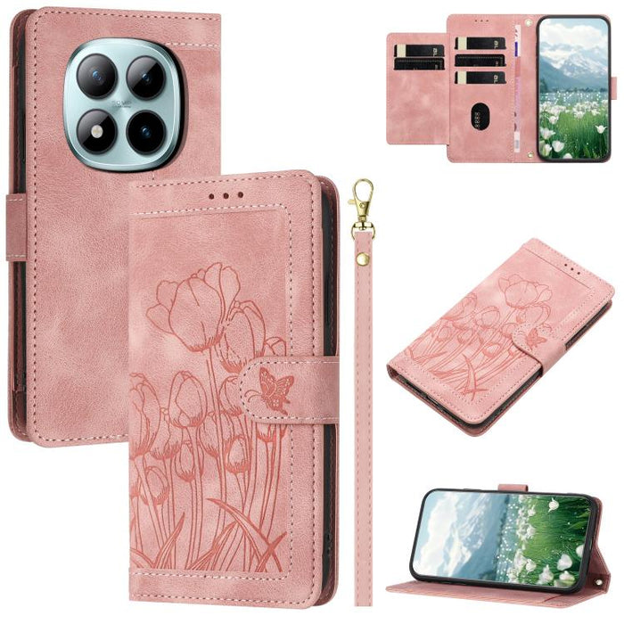Funda para teléfono de piel con estampado de tulipanes y cordón, For Redmi 15a 5G, For Redmi Note 15 Pro+ 5G Global 163.3mm, For Redmi Note 15 5G / 4G Global 164mm, For Redmi Note 15 Pro 5G Global 163.6mm, For Redmi Note 14 4G 164.84mm                 ...