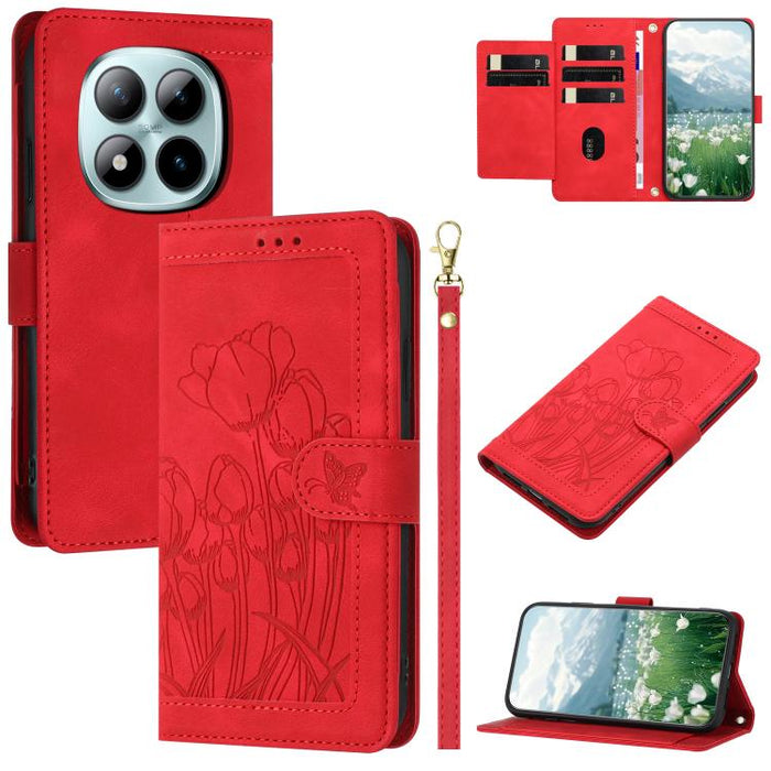 Funda para teléfono de piel con estampado de tulipanes y cordón, For Redmi 15a 5G, For Redmi Note 15 Pro+ 5G Global 163.3mm, For Redmi Note 15 5G / 4G Global 164mm, For Redmi Note 15 Pro 5G Global 163.6mm, For Redmi Note 14 4G 164.84mm                 ...