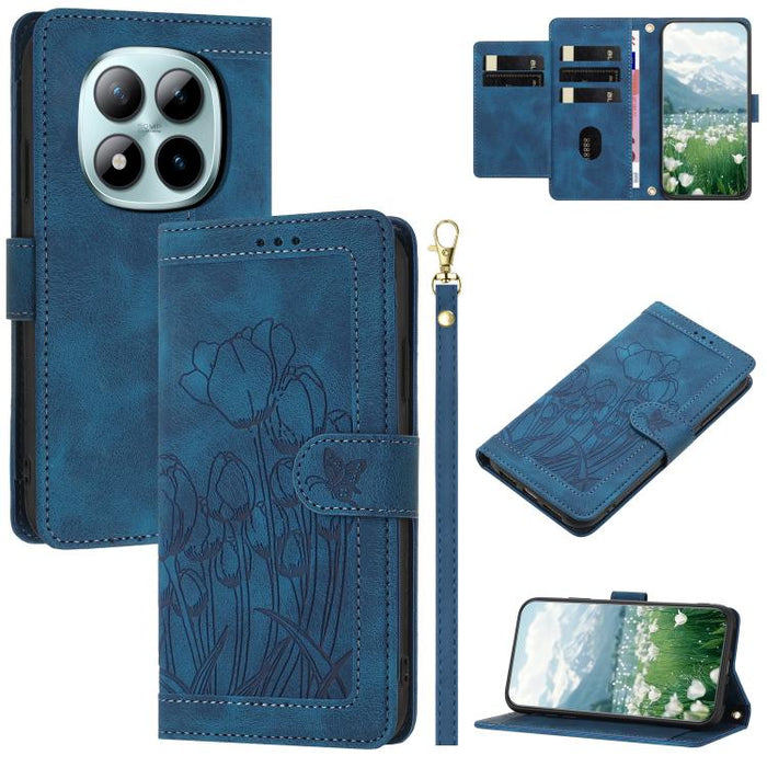 Funda para teléfono de piel con estampado de tulipanes y cordón, For Redmi 15a 5G, For Redmi Note 15 Pro+ 5G Global 163.3mm, For Redmi Note 15 5G / 4G Global 164mm, For Redmi Note 15 Pro 5G Global 163.6mm, For Redmi Note 14 4G 164.84mm                 ...