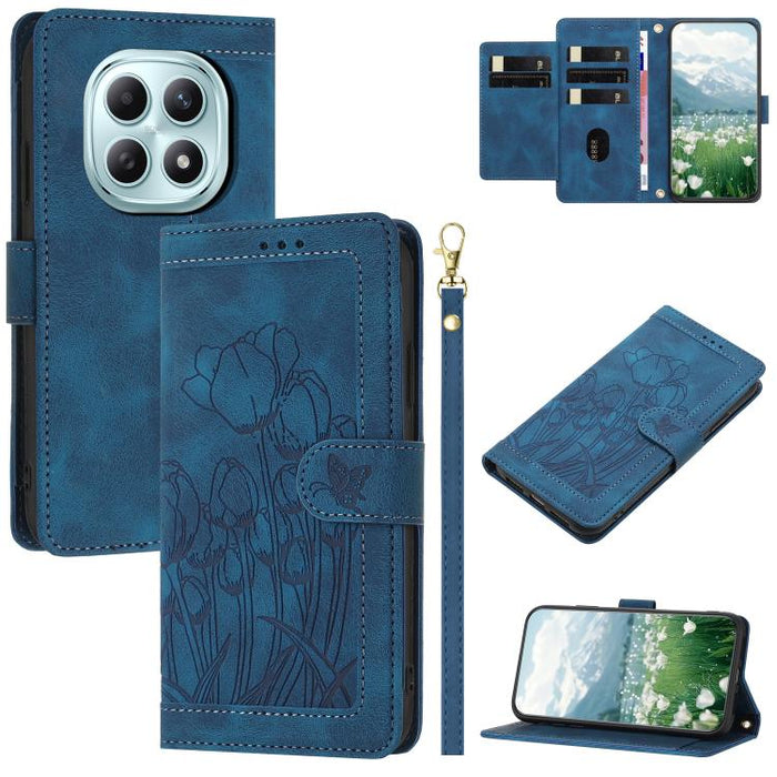 Funda para teléfono de piel con estampado de tulipanes y cordón, For Redmi 15a 5G, For Redmi Note 15 Pro+ 5G Global 163.3mm, For Redmi Note 15 5G / 4G Global 164mm, For Redmi Note 15 Pro 5G Global 163.6mm, For Redmi Note 14 4G 164.84mm                 ...