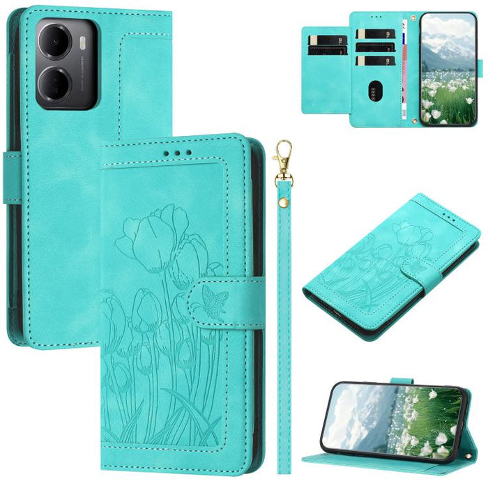 Funda para teléfono de piel con estampado de tulipanes y cordón, For Redmi 15a 5G, For Redmi Note 15 Pro+ 5G Global 163.3mm, For Redmi Note 15 5G / 4G Global 164mm, For Redmi Note 15 Pro 5G Global 163.6mm, For Redmi Note 14 4G 164.84mm                 ...