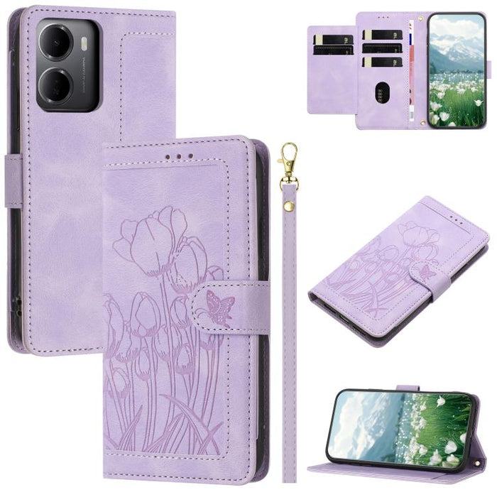 Funda para teléfono de piel con estampado de tulipanes y cordón, For Redmi 15a 5G, For Redmi Note 15 Pro+ 5G Global 163.3mm, For Redmi Note 15 5G / 4G Global 164mm, For Redmi Note 15 Pro 5G Global 163.6mm, For Redmi Note 14 4G 164.84mm                 ...