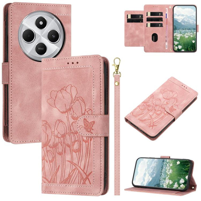 Funda para teléfono de piel con estampado de tulipanes y cordón, For Redmi 15a 5G, For Redmi Note 15 Pro+ 5G Global 163.3mm, For Redmi Note 15 5G / 4G Global 164mm, For Redmi Note 15 Pro 5G Global 163.6mm, For Redmi Note 14 4G 164.84mm                 ...