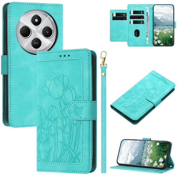 Funda para teléfono de piel con estampado de tulipanes y cordón, For Redmi 15a 5G, For Redmi Note 15 Pro+ 5G Global 163.3mm, For Redmi Note 15 5G / 4G Global 164mm, For Redmi Note 15 Pro 5G Global 163.6mm, For Redmi Note 14 4G 164.84mm                 ...