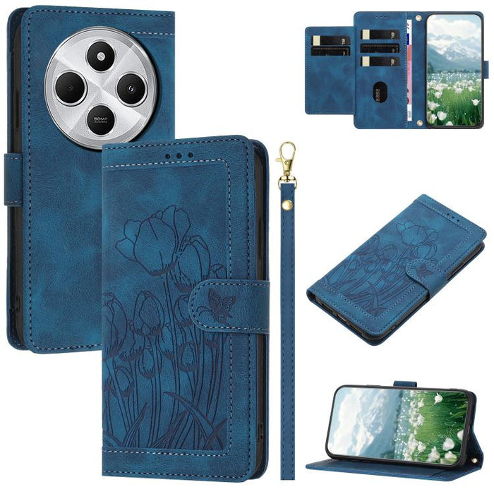 Funda para teléfono de piel con estampado de tulipanes y cordón, For Redmi 15a 5G, For Redmi Note 15 Pro+ 5G Global 163.3mm, For Redmi Note 15 5G / 4G Global 164mm, For Redmi Note 15 Pro 5G Global 163.6mm, For Redmi Note 14 4G 164.84mm                 ...