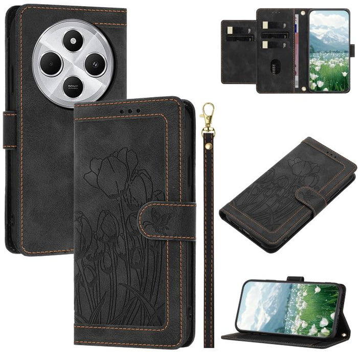 Funda para teléfono de piel con estampado de tulipanes y cordón, For Redmi 15a 5G, For Redmi Note 15 Pro+ 5G Global 163.3mm, For Redmi Note 15 5G / 4G Global 164mm, For Redmi Note 15 Pro 5G Global 163.6mm, For Redmi Note 14 4G 164.84mm                 ...