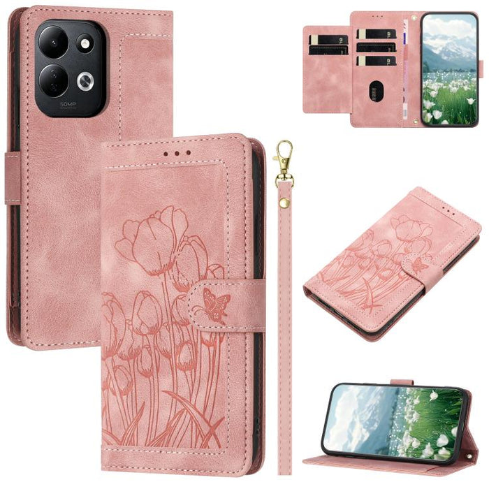 Funda para teléfono de piel con estampado de tulipanes y cordón, For Redmi 15a 5G, For Redmi Note 15 Pro+ 5G Global 163.3mm, For Redmi Note 15 5G / 4G Global 164mm, For Redmi Note 15 Pro 5G Global 163.6mm, For Redmi Note 14 4G 164.84mm                 ...
