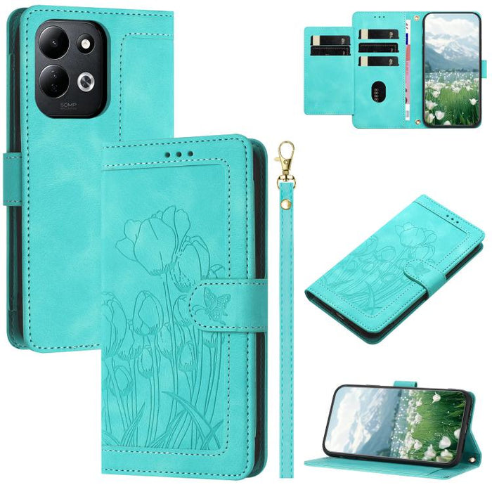 Funda para teléfono de piel con estampado de tulipanes y cordón, For Redmi 15a 5G, For Redmi Note 15 Pro+ 5G Global 163.3mm, For Redmi Note 15 5G / 4G Global 164mm, For Redmi Note 15 Pro 5G Global 163.6mm, For Redmi Note 14 4G 164.84mm                 ...