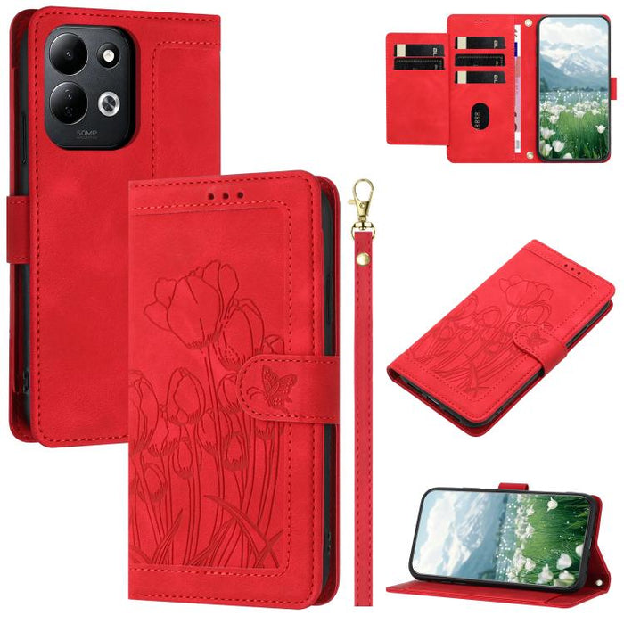 Funda para teléfono de piel con estampado de tulipanes y cordón, For Redmi 15a 5G, For Redmi Note 15 Pro+ 5G Global 163.3mm, For Redmi Note 15 5G / 4G Global 164mm, For Redmi Note 15 Pro 5G Global 163.6mm, For Redmi Note 14 4G 164.84mm                 ...