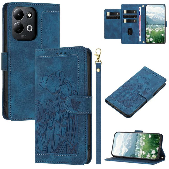 Funda para teléfono de piel con estampado de tulipanes y cordón, For Redmi 15a 5G, For Redmi Note 15 Pro+ 5G Global 163.3mm, For Redmi Note 15 5G / 4G Global 164mm, For Redmi Note 15 Pro 5G Global 163.6mm, For Redmi Note 14 4G 164.84mm                 ...