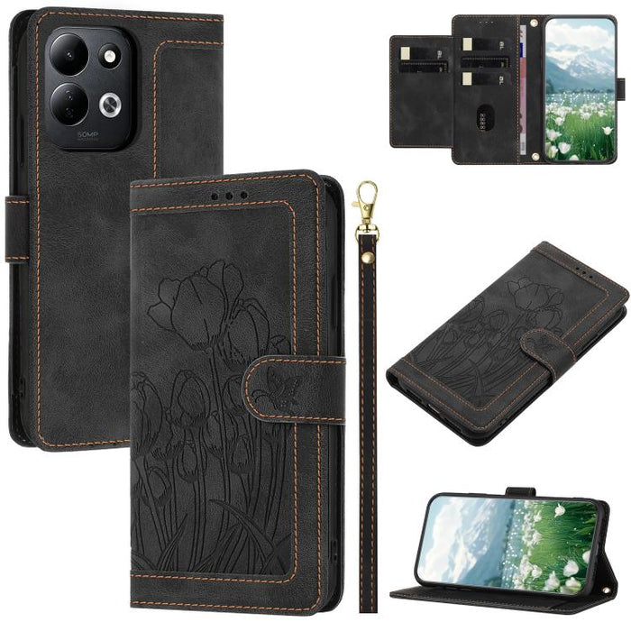 Funda para teléfono de piel con estampado de tulipanes y cordón, For Redmi 15a 5G, For Redmi Note 15 Pro+ 5G Global 163.3mm, For Redmi Note 15 5G / 4G Global 164mm, For Redmi Note 15 Pro 5G Global 163.6mm, For Redmi Note 14 4G 164.84mm                 ...