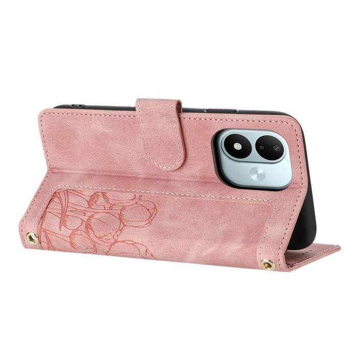 Funda para teléfono de piel con estampado de tulipanes y cordón, For Redmi 15a 5G, For Redmi Note 15 Pro+ 5G Global 163.3mm, For Redmi Note 15 5G / 4G Global 164mm, For Redmi Note 15 Pro 5G Global 163.6mm, For Redmi Note 14 4G 164.84mm                 ...