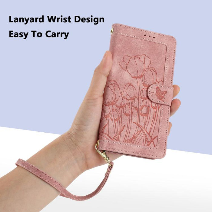 Funda para teléfono de piel con estampado de tulipanes y cordón, For Redmi 15a 5G, For Redmi Note 15 Pro+ 5G Global 163.3mm, For Redmi Note 15 5G / 4G Global 164mm, For Redmi Note 15 Pro 5G Global 163.6mm, For Redmi Note 14 4G 164.84mm                 ...