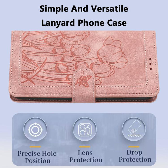Funda para teléfono de piel con estampado de tulipanes y cordón, For Redmi 15a 5G, For Redmi Note 15 Pro+ 5G Global 163.3mm, For Redmi Note 15 5G / 4G Global 164mm, For Redmi Note 15 Pro 5G Global 163.6mm, For Redmi Note 14 4G 164.84mm                 ...