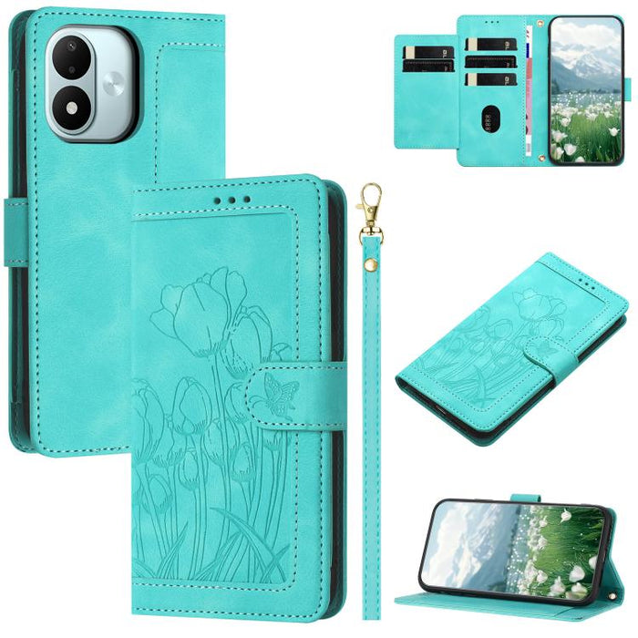 Funda para teléfono de piel con estampado de tulipanes y cordón, For Redmi 15a 5G, For Redmi Note 15 Pro+ 5G Global 163.3mm, For Redmi Note 15 5G / 4G Global 164mm, For Redmi Note 15 Pro 5G Global 163.6mm, For Redmi Note 14 4G 164.84mm                 ...