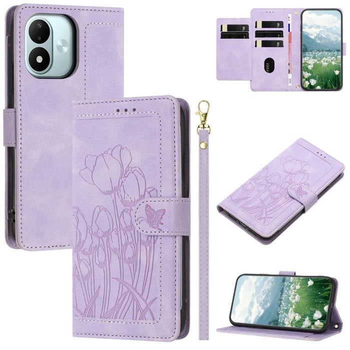 Funda para teléfono de piel con estampado de tulipanes y cordón, For Redmi 15a 5G, For Redmi Note 15 Pro+ 5G Global 163.3mm, For Redmi Note 15 5G / 4G Global 164mm, For Redmi Note 15 Pro 5G Global 163.6mm, For Redmi Note 14 4G 164.84mm                 ...