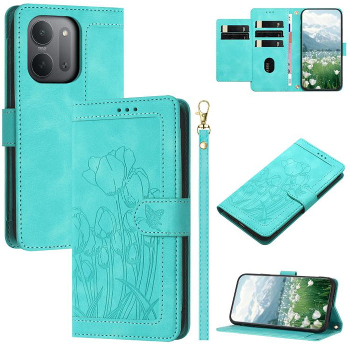 Funda para teléfono de piel con estampado de tulipanes y cordón, For Redmi 15a 5G, For Redmi Note 15 Pro+ 5G Global 163.3mm, For Redmi Note 15 5G / 4G Global 164mm, For Redmi Note 15 Pro 5G Global 163.6mm, For Redmi Note 14 4G 164.84mm                 ...