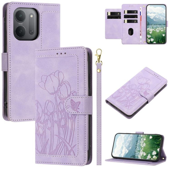 Funda para teléfono de piel con estampado de tulipanes y cordón, For Redmi 15a 5G, For Redmi Note 15 Pro+ 5G Global 163.3mm, For Redmi Note 15 5G / 4G Global 164mm, For Redmi Note 15 Pro 5G Global 163.6mm, For Redmi Note 14 4G 164.84mm                 ...