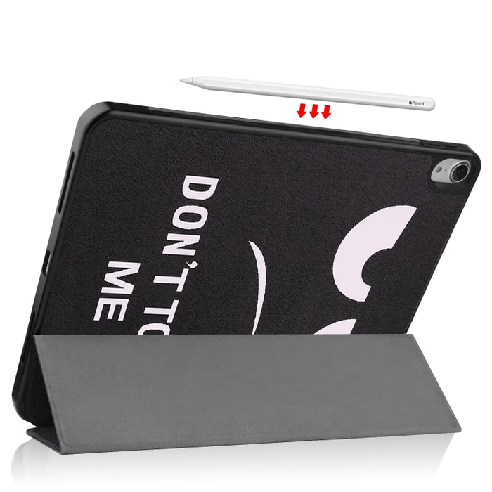 Para iPad Air 2020 10.8 TPU Funda de cuero con tapa horizontal con dibujo de color con tres soportes plegables y función de reposo / activación