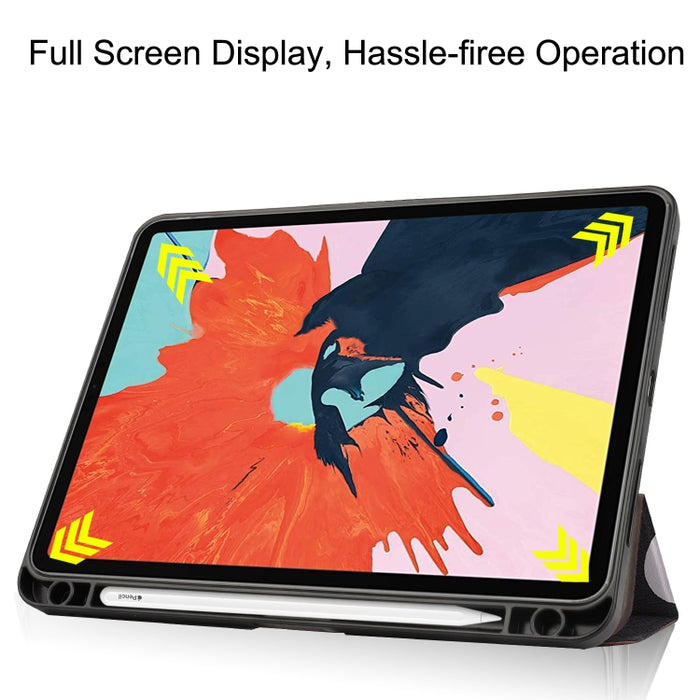 Para iPad Air 2020 10.8 TPU Funda de cuero con tapa horizontal con dibujo de color con tres soportes plegables y función de reposo / activación