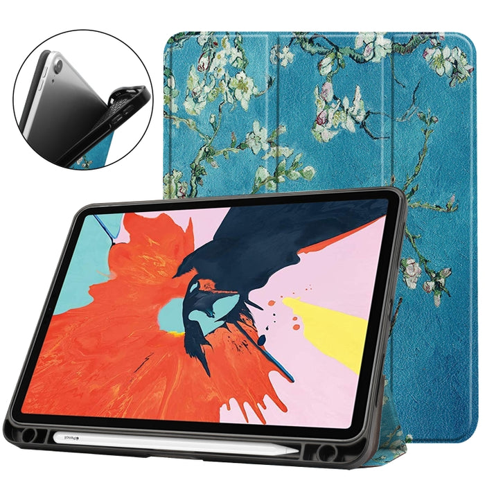 Para iPad Air 2020 10.8 TPU Funda de cuero con tapa horizontal con dibujo de color con tres soportes plegables y función de reposo / activación