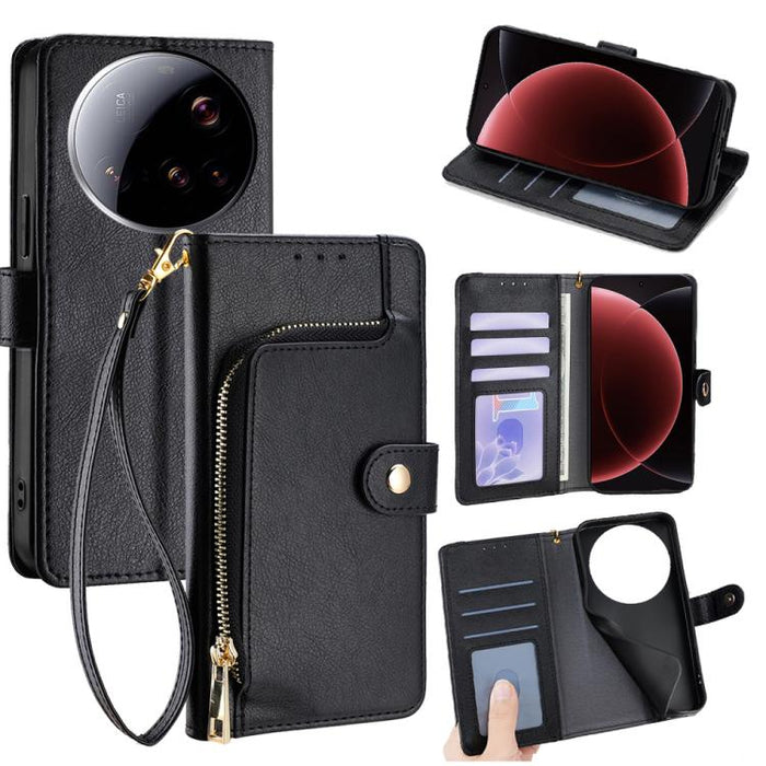Funda de cuero para teléfono con cremallera, For Xiaomi 17 Ultra, For Xiaomi 17 Pro Max, For Xiaomi 17 Pro, For Xiaomi 17, For Xiaomi Civi 5 Pro 5G, For Xiaomi 15 Ultra, For Xiaomi 14T Pro 5G, For Xiaomi 14T 5G
