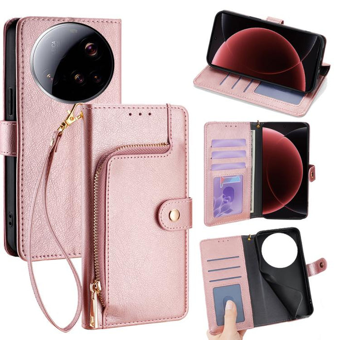 Funda de cuero para teléfono con cremallera, For Xiaomi 17 Ultra, For Xiaomi 17 Pro Max, For Xiaomi 17 Pro, For Xiaomi 17, For Xiaomi Civi 5 Pro 5G, For Xiaomi 15 Ultra, For Xiaomi 14T Pro 5G, For Xiaomi 14T 5G