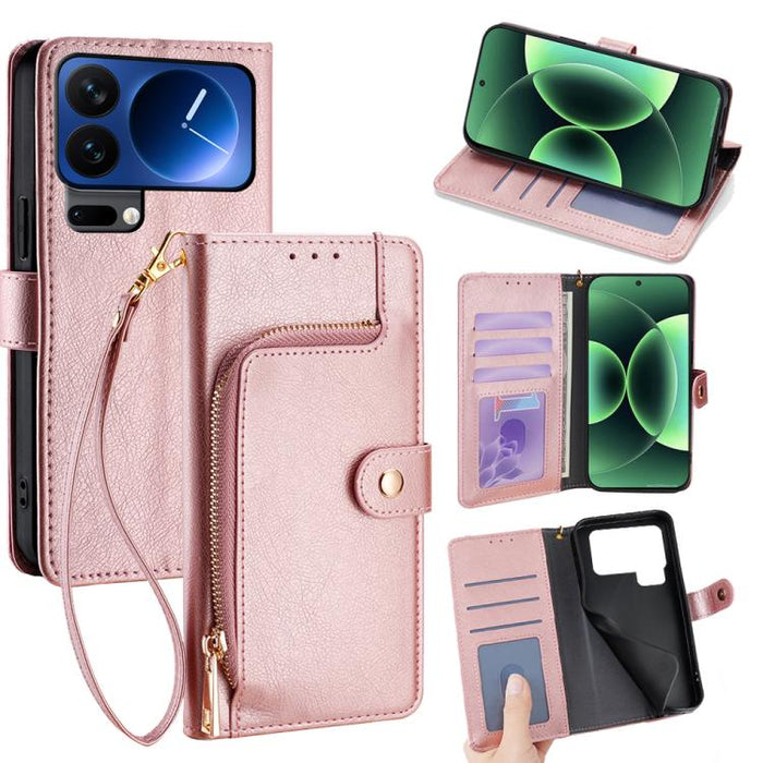 Funda de cuero para teléfono con cremallera, For Xiaomi 17 Ultra, For Xiaomi 17 Pro Max, For Xiaomi 17 Pro, For Xiaomi 17, For Xiaomi Civi 5 Pro 5G, For Xiaomi 15 Ultra, For Xiaomi 14T Pro 5G, For Xiaomi 14T 5G