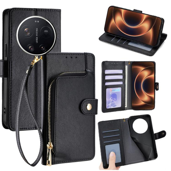 Funda de cuero para teléfono con cremallera, For Xiaomi 17 Ultra, For Xiaomi 17 Pro Max, For Xiaomi 17 Pro, For Xiaomi 17, For Xiaomi Civi 5 Pro 5G, For Xiaomi 15 Ultra, For Xiaomi 14T Pro 5G, For Xiaomi 14T 5G