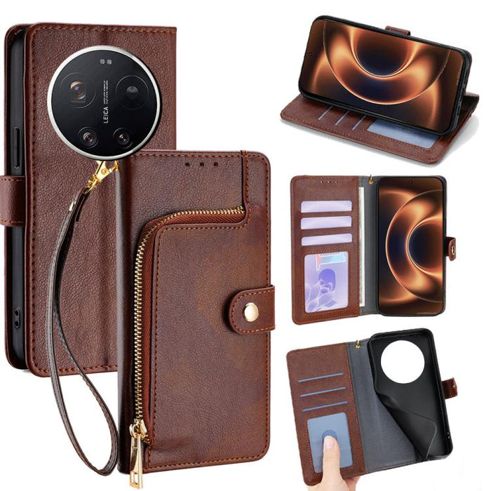Funda de cuero para teléfono con cremallera, For Xiaomi 17 Ultra, For Xiaomi 17 Pro Max, For Xiaomi 17 Pro, For Xiaomi 17, For Xiaomi Civi 5 Pro 5G, For Xiaomi 15 Ultra, For Xiaomi 14T Pro 5G, For Xiaomi 14T 5G