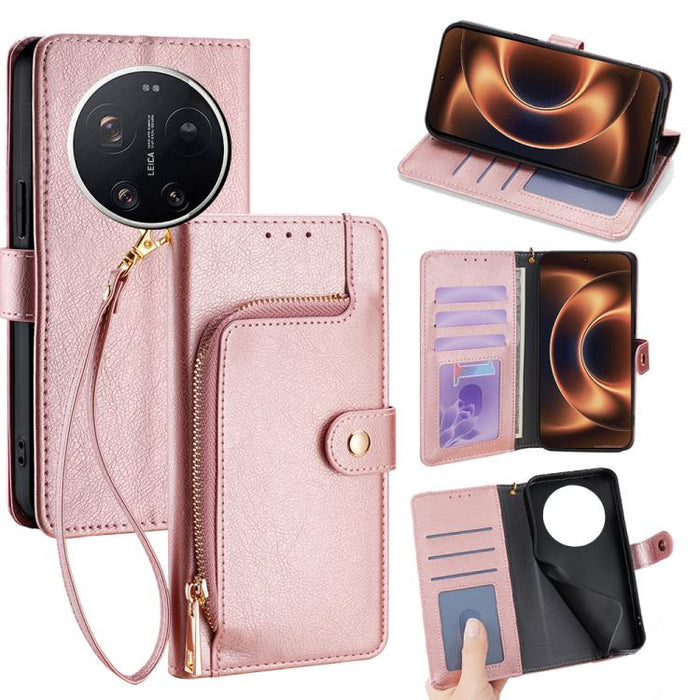 Funda de cuero para teléfono con cremallera, For Xiaomi 17 Ultra, For Xiaomi 17 Pro Max, For Xiaomi 17 Pro, For Xiaomi 17, For Xiaomi Civi 5 Pro 5G, For Xiaomi 15 Ultra, For Xiaomi 14T Pro 5G, For Xiaomi 14T 5G