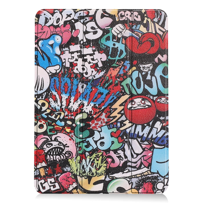 Para iPad Air 2020 10.8 Funda de cuero con tapa horizontal de dibujo a color con soporte de tres pliegues y función de reposo / activación