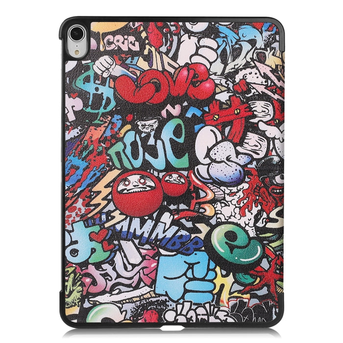 Para iPad Air 2020 10.8 Funda de cuero con tapa horizontal de dibujo a color con soporte de tres pliegues y función de reposo / activación