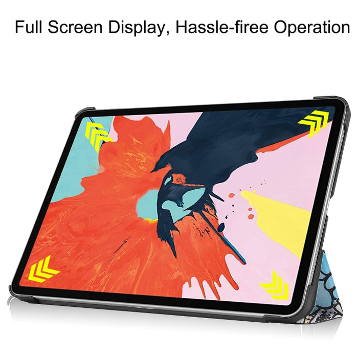 Para iPad Air 2020 10.8 Funda de cuero con tapa horizontal de dibujo a color con soporte de tres pliegues y función de reposo / activación