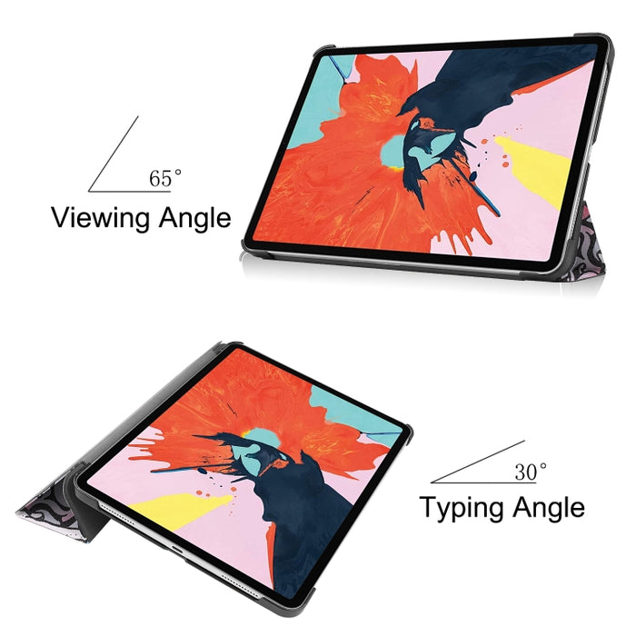 Para iPad Air 2020 10.8 Funda de cuero con tapa horizontal de dibujo a color con soporte de tres pliegues y función de reposo / activación