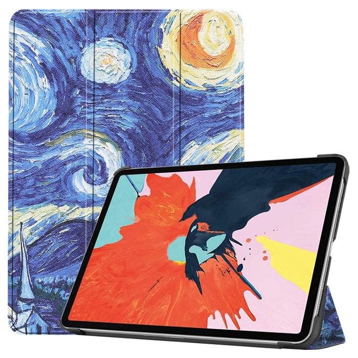 Para iPad Air 2020 10.8 Funda de cuero con tapa horizontal de dibujo a color con soporte de tres pliegues y función de reposo / activación
