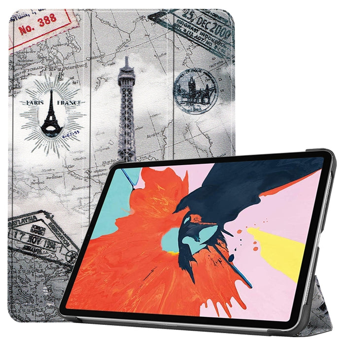 Para iPad Air 2020 10.8 Funda de cuero con tapa horizontal de dibujo a color con soporte de tres pliegues y función de reposo / activación