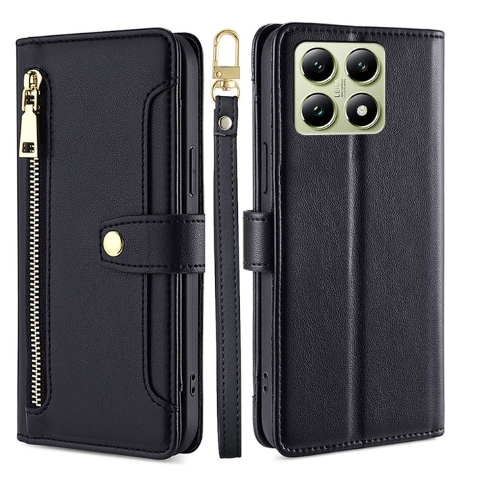 Funda de cuero para teléfono con cremallera y diseño cruzado con textura de oveja, For Xiaomi 17 Ultra, For Xiaomi 17 Pro Max, For Xiaomi 17 Pro, For Xiaomi 17, For Xiaomi Civi 5 Pro 5G, For Xiaomi 15 Ultra, For Xiaomi 14T Pro 5G, For Xiaomi 14T 5G