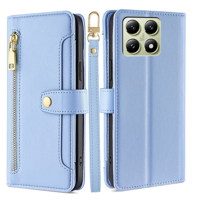Funda de cuero para teléfono con cremallera y diseño cruzado con textura de oveja, For Xiaomi 17 Ultra, For Xiaomi 17 Pro Max, For Xiaomi 17 Pro, For Xiaomi 17, For Xiaomi Civi 5 Pro 5G, For Xiaomi 15 Ultra, For Xiaomi 14T Pro 5G, For Xiaomi 14T 5G