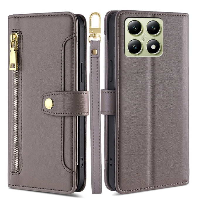 Funda de cuero para teléfono con cremallera y diseño cruzado con textura de oveja, For Xiaomi 17 Ultra, For Xiaomi 17 Pro Max, For Xiaomi 17 Pro, For Xiaomi 17, For Xiaomi Civi 5 Pro 5G, For Xiaomi 15 Ultra, For Xiaomi 14T Pro 5G, For Xiaomi 14T 5G