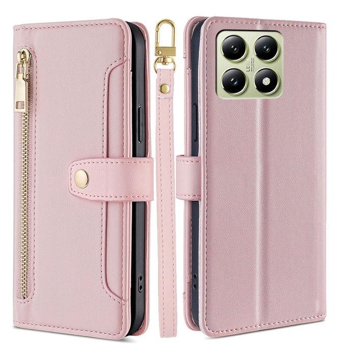 Funda de cuero para teléfono con cremallera y diseño cruzado con textura de oveja, For Xiaomi 17 Ultra, For Xiaomi 17 Pro Max, For Xiaomi 17 Pro, For Xiaomi 17, For Xiaomi Civi 5 Pro 5G, For Xiaomi 15 Ultra, For Xiaomi 14T Pro 5G, For Xiaomi 14T 5G