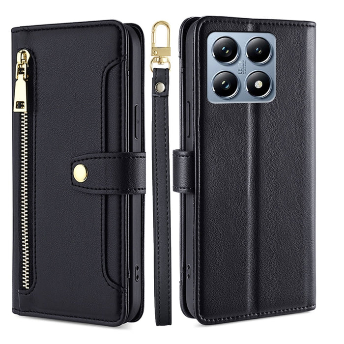 Funda de cuero para teléfono con cremallera y diseño cruzado con textura de oveja, For Xiaomi 17 Ultra, For Xiaomi 17 Pro Max, For Xiaomi 17 Pro, For Xiaomi 17, For Xiaomi Civi 5 Pro 5G, For Xiaomi 15 Ultra, For Xiaomi 14T Pro 5G, For Xiaomi 14T 5G