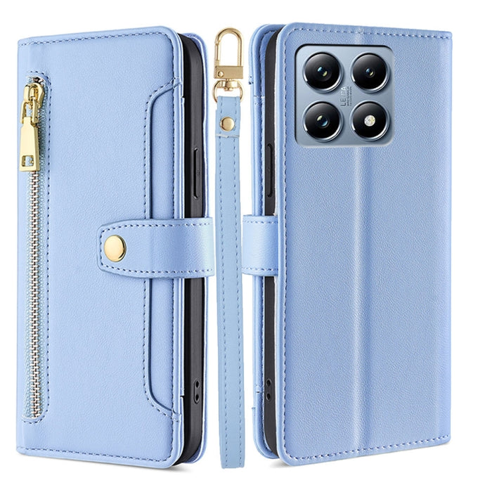 Funda de cuero para teléfono con cremallera y diseño cruzado con textura de oveja, For Xiaomi 17 Ultra, For Xiaomi 17 Pro Max, For Xiaomi 17 Pro, For Xiaomi 17, For Xiaomi Civi 5 Pro 5G, For Xiaomi 15 Ultra, For Xiaomi 14T Pro 5G, For Xiaomi 14T 5G