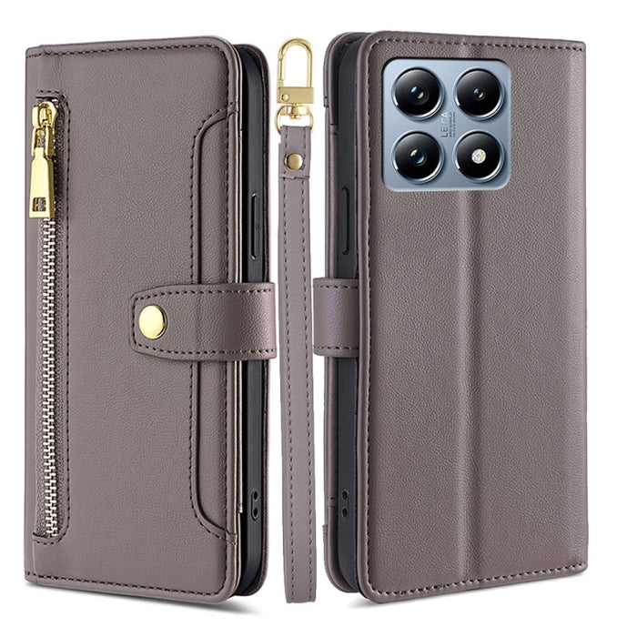 Funda de cuero para teléfono con cremallera y diseño cruzado con textura de oveja, For Xiaomi 17 Ultra, For Xiaomi 17 Pro Max, For Xiaomi 17 Pro, For Xiaomi 17, For Xiaomi Civi 5 Pro 5G, For Xiaomi 15 Ultra, For Xiaomi 14T Pro 5G, For Xiaomi 14T 5G