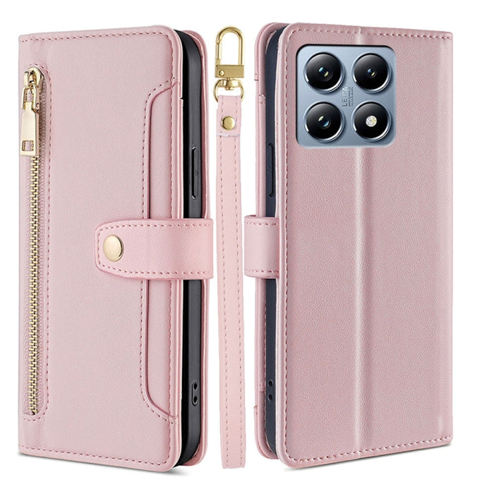 Funda de cuero para teléfono con cremallera y diseño cruzado con textura de oveja, For Xiaomi 17 Ultra, For Xiaomi 17 Pro Max, For Xiaomi 17 Pro, For Xiaomi 17, For Xiaomi Civi 5 Pro 5G, For Xiaomi 15 Ultra, For Xiaomi 14T Pro 5G, For Xiaomi 14T 5G