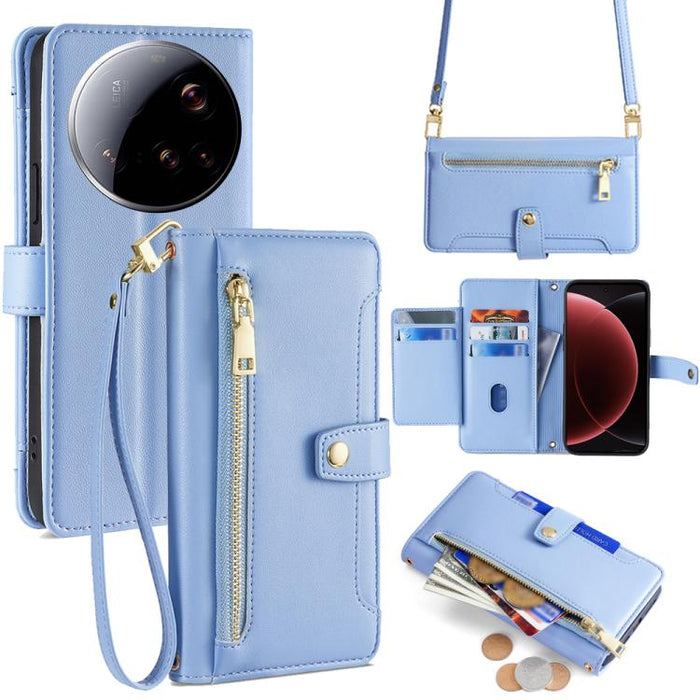 Funda de cuero para teléfono con cremallera y diseño cruzado con textura de oveja, For Xiaomi 17 Ultra, For Xiaomi 17 Pro Max, For Xiaomi 17 Pro, For Xiaomi 17, For Xiaomi Civi 5 Pro 5G, For Xiaomi 15 Ultra, For Xiaomi 14T Pro 5G, For Xiaomi 14T 5G