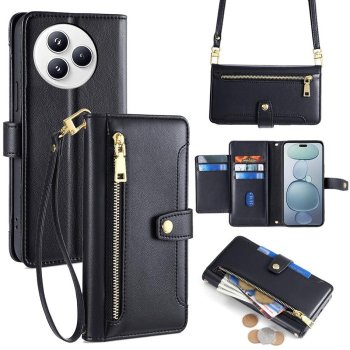 Funda de cuero para teléfono con cremallera y diseño cruzado con textura de oveja, For Xiaomi 17 Ultra, For Xiaomi 17 Pro Max, For Xiaomi 17 Pro, For Xiaomi 17, For Xiaomi Civi 5 Pro 5G, For Xiaomi 15 Ultra, For Xiaomi 14T Pro 5G, For Xiaomi 14T 5G